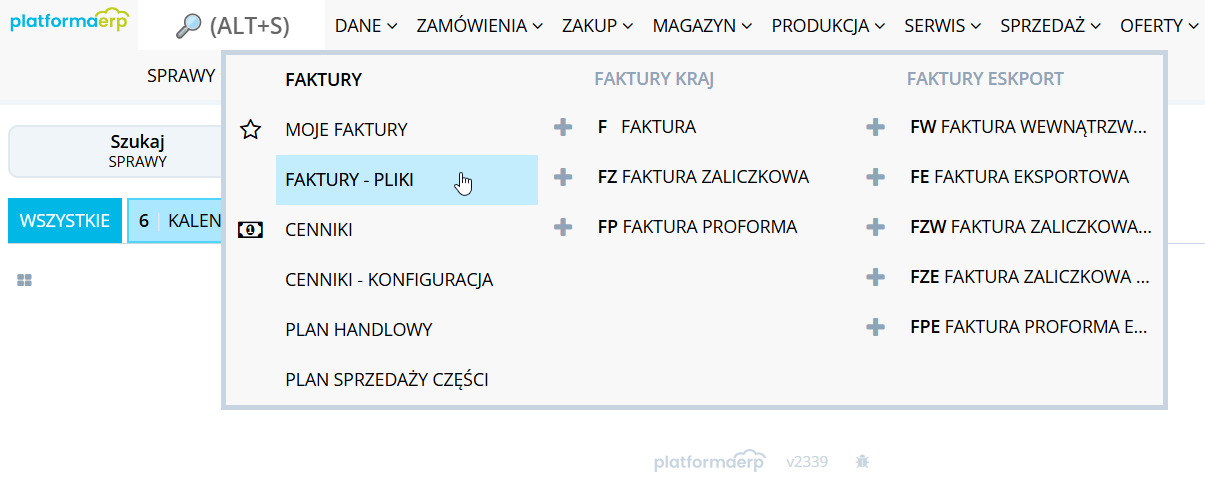 Platforma ERP E-dokumenty Wysyłanie dokumentów